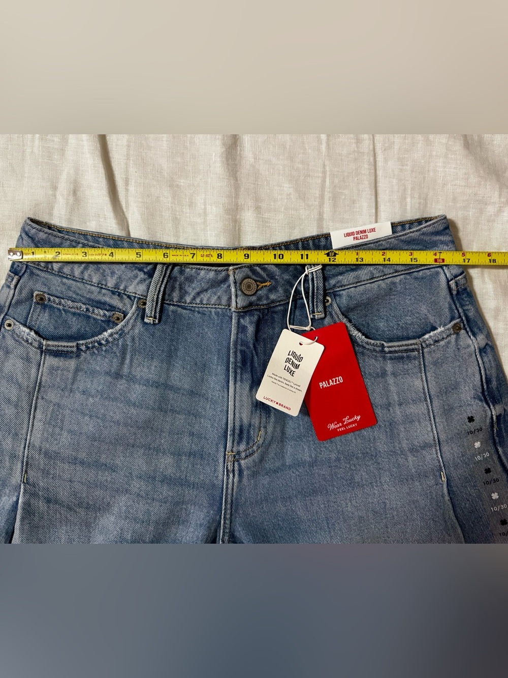 Lucky Brand Pleated Liquid Denim Luxe Palazzo Jeans Women’s 10/30 - Picture 8 of 11